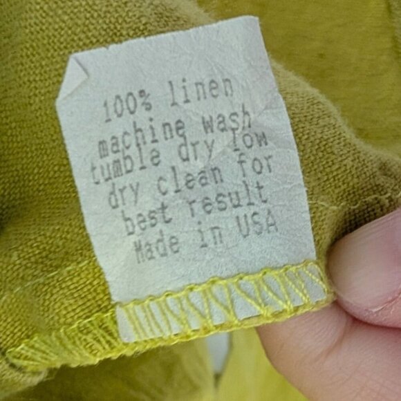 Christopher Calvin Linen Tunic Womens Size Small Chartreuse Yellow Lagenlook - Picture 7 of 12